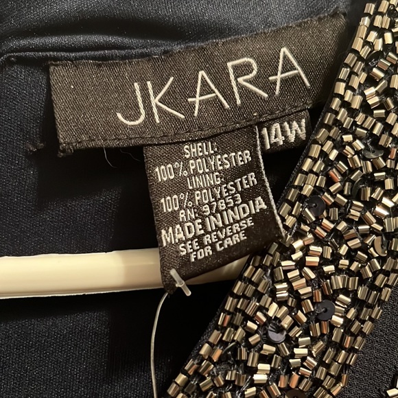 J Kara NWT Beaded Faux Wrap Long Dress - size 14W - Picture 7 of 9